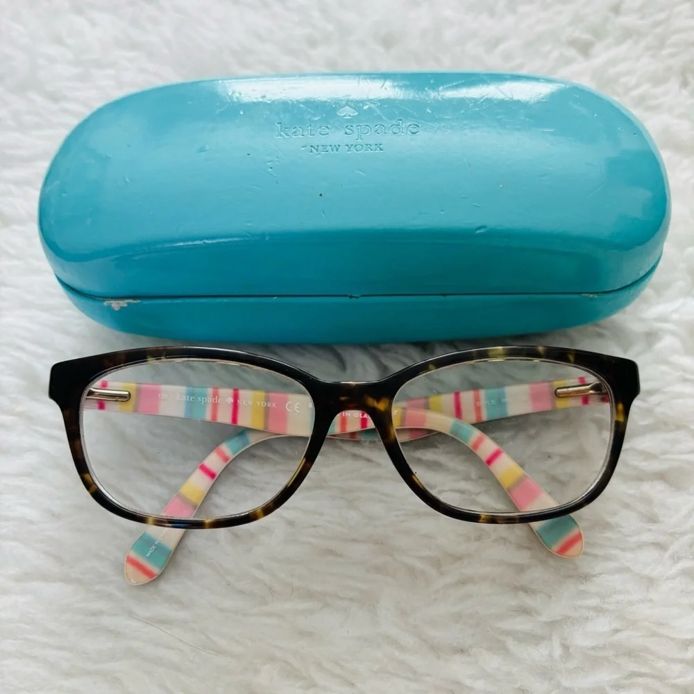 Kate Spade New York Dark Brown Tortoise/Multicolor Eyeglasses Frame only w/ Case